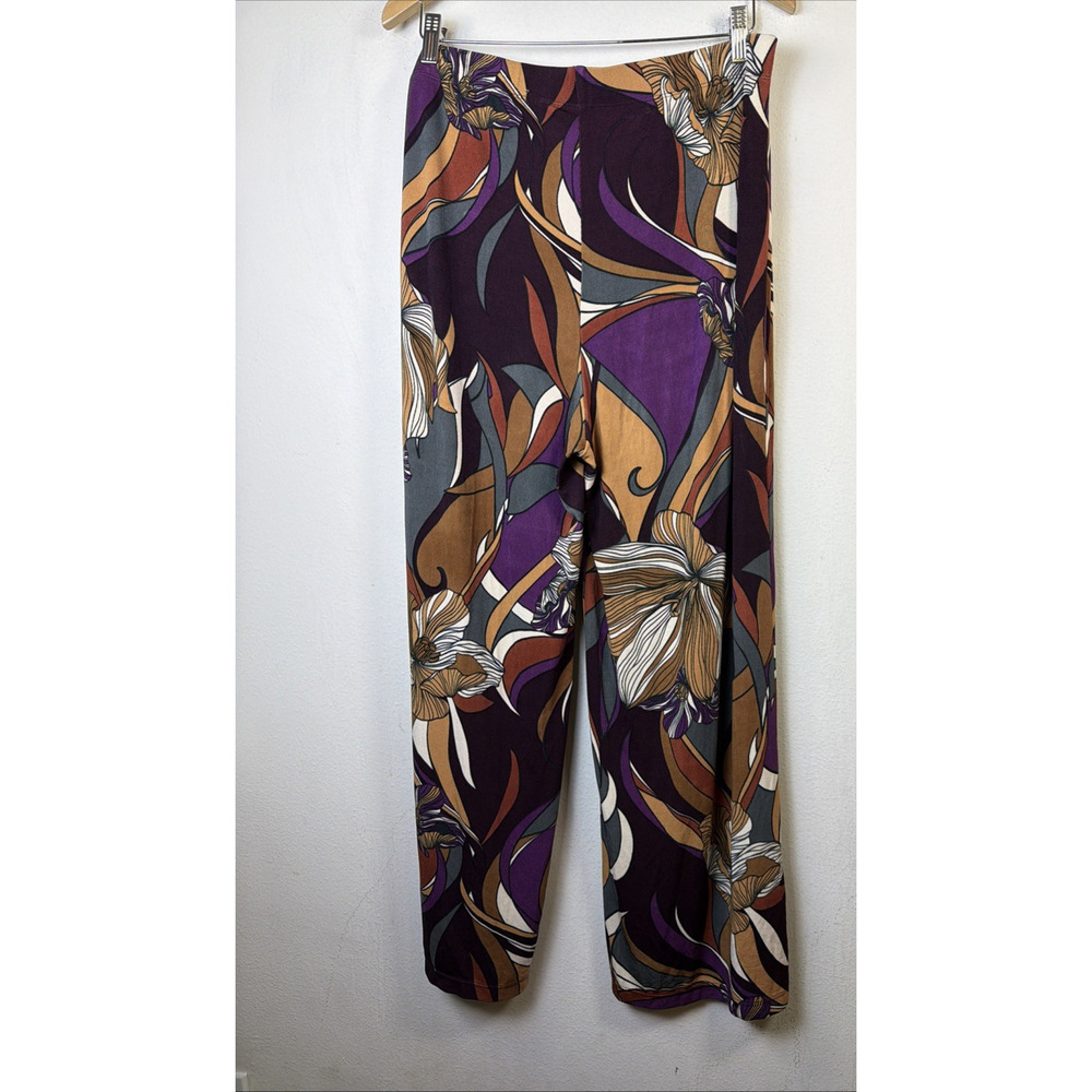Chico's 2 women's large Travelers Floral Print Wide Leg Pants Stretchy bohemian - Picture 6 of 11